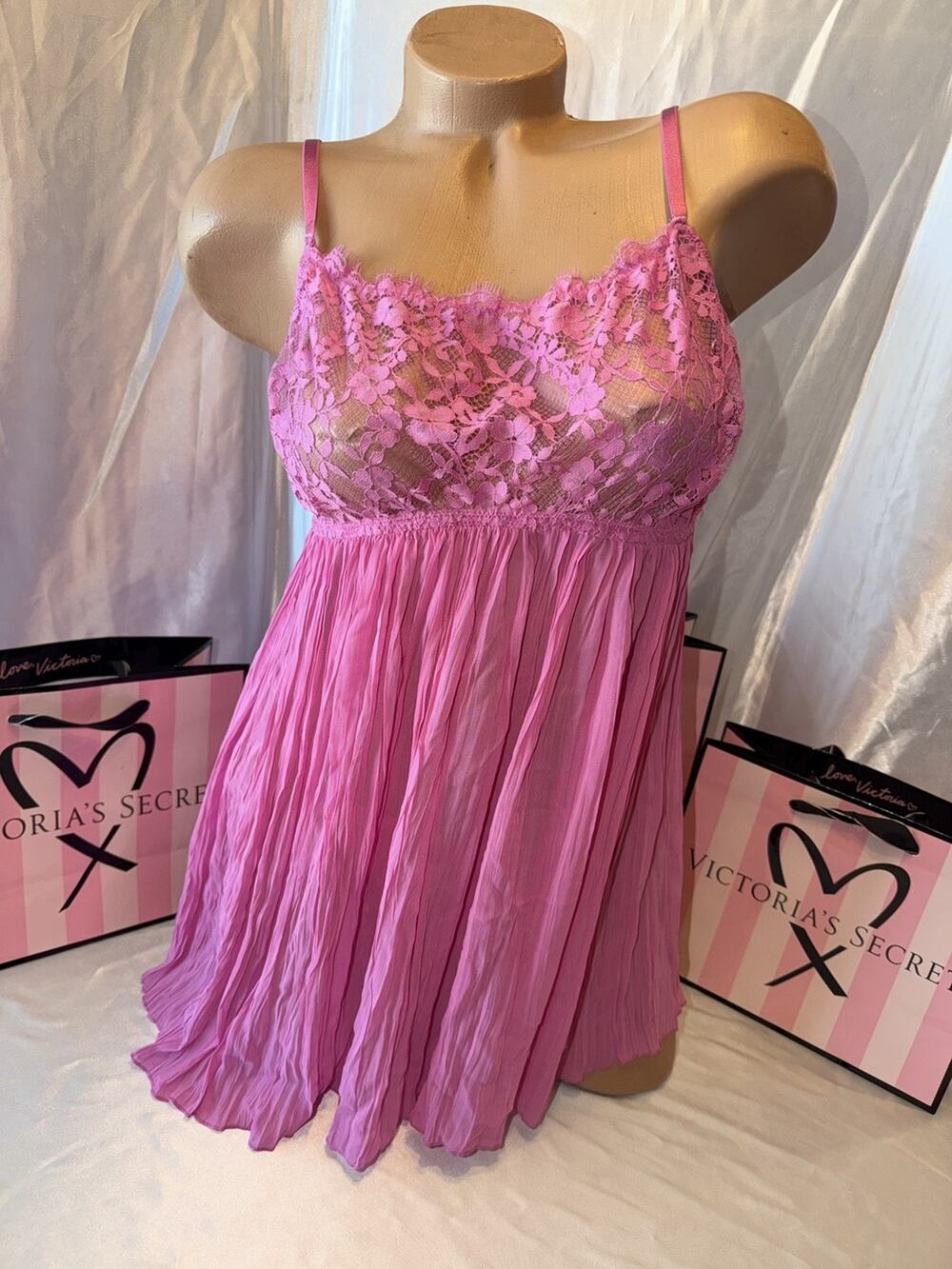 Victorias Secret Babydoll Nightie Gown Ribbed W/Thong XXL